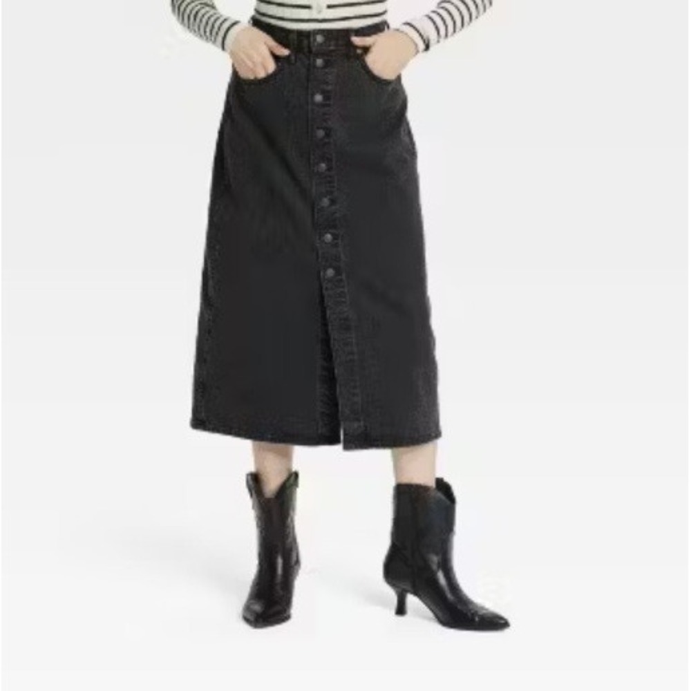 NEW Universal Thread Denim Button Front Midi Skir… - image 1